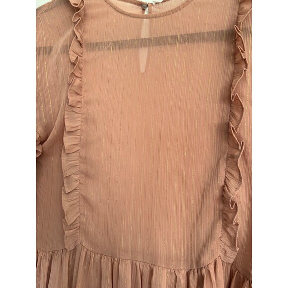 Zara Trafaluc Collection Long Sleeve Ruffle Blush Pink Mini Dress X Small - Picture 4 of 7